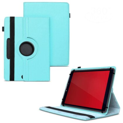 TGK 360 Degree Rotating Universal 3 Camera Hole Leather Stand Case Cover for iBall Avid Tablet PC (8 inch)-Sky Blue