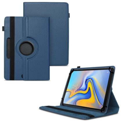 TGK 360 Degree Rotating Universal 3 Camera Hole Leather Stand Case Cover for Samsung Galaxy Tab A 10.5 inch SM-T590 – Dark Blue