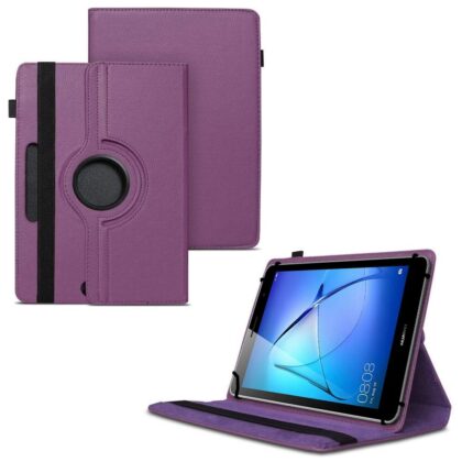 TGK 360 Degree Rotating Universal 3 Camera Hole Leather Stand Case Cover for Huawei MediaPad T3 8 inch Tablet-Purple