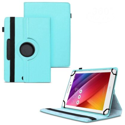 TGK 360 Degree Rotating Universal 3 Camera Hole Leather Stand Case Cover for Asus Zenpad 8.0 Z380kl Tablet-Sky Blue