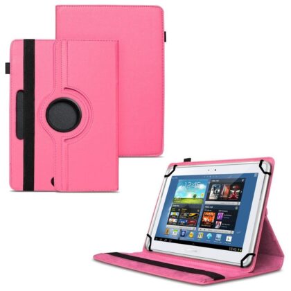 TGK 360 Degree Rotating Universal 3 Camera Hole Leather Stand Case Cover for Samsung Galaxy Note 10.1 GT-N8000 GT-N8010 GT-N8020 GT-N800-Hot Pink