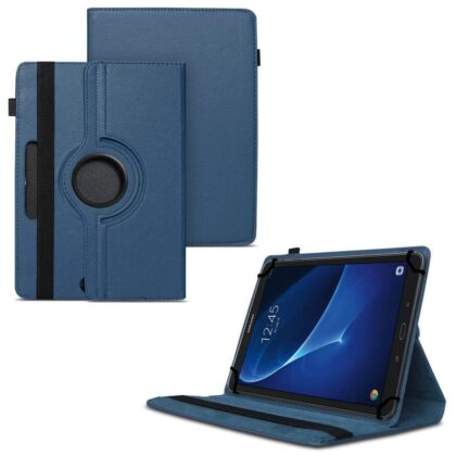 TGK 360 Degree Rotating Universal 3 Camera Hole Leather Stand Case Cover for Samsung Galaxy Tab A 10.1 Inch 2016 T580, T585, T587 – Dark Blue