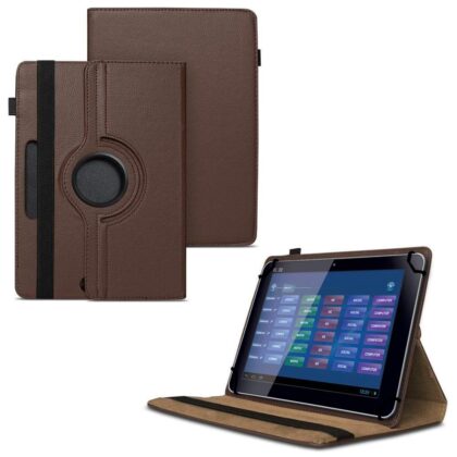TGK 360 Degree Rotating Universal 3 Camera Hole Leather Stand Case Cover for Lenovo Tab Tab 2 A10-30F 10.1 inch – Brown