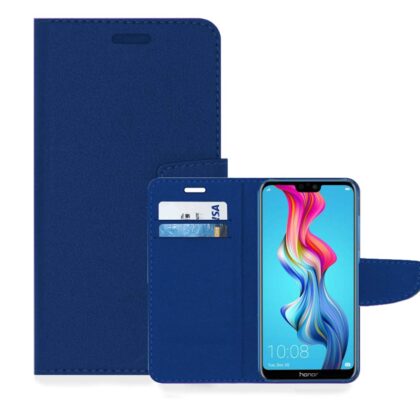 TGK Leather Flip Wallet Case Cover for Honor 9N (Dark Blue)