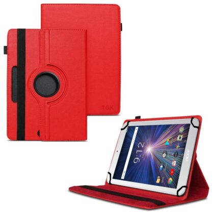 TGK 360 Degree Rotating Universal 3 Camera Hole Leather Stand Case Cover for Acer Iconia One 8 B1-870 Tablet 8 inch – Red