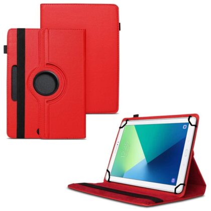 TGK 360 Degree Rotating Universal 3 Camera Hole Leather Stand Case Cover for Samsung Galaxy Tab A A6 With S Pen (10.1 Inch) P580, P585, P585N – Red