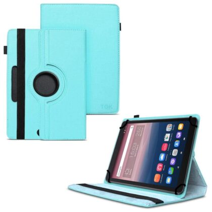 TGK 360 Degree Rotating Universal 3 Camera Hole Leather Stand Case Cover for Alcatel One Touch Pixi 3 10-Inch Tablet – Sky Blue