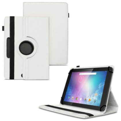 TGK 360 Degree Rotating Universal 3 Camera Hole Leather Stand Case Cover for Lenovo Tab TB2-X30F 10.1 inch – White
