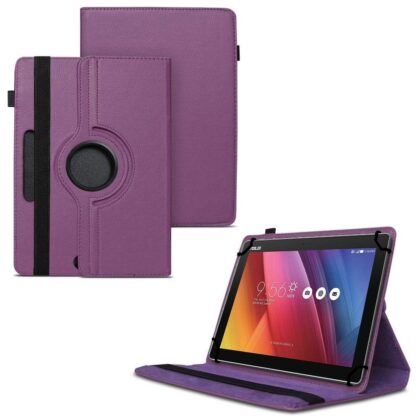 TGK 360 Degree Rotating Universal 3 Camera Hole Leather Stand Case Cover for Asus Zenpad 10 Z301M / Z301Ml / Z301Mf / Z301Mfl / Z300M / Z300C 10.1 Inch Tablet – Purple