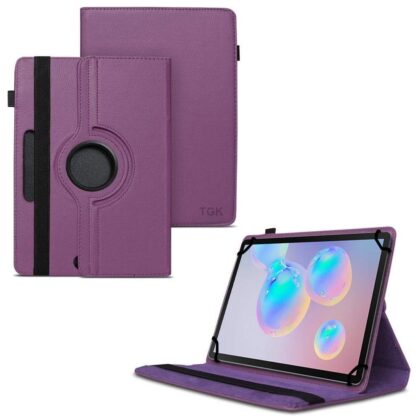 TGK 360 Degree Rotating Universal 3 Camera Hole Leather Stand Case Cover for Samsung Galaxy Tab S6 10.5 Inch SM-T860/T865/T867 – Purple