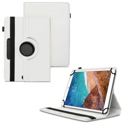 TGK 360 Degree Rotating Universal 3 Camera Hole Leather Stand Case Cover for Xiaomi Mi Pad 4 Plus (10.1 inch)- White