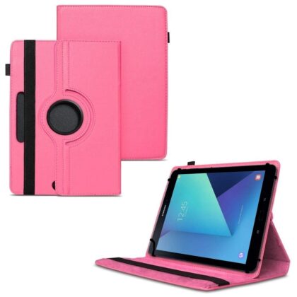 TGK 360 Degree Rotating Universal 3 Camera Hole Leather Stand Case Cover for Samsung Galaxy Tab S3 9.7 inch SM- T820, T825, T827 – Hot Pink