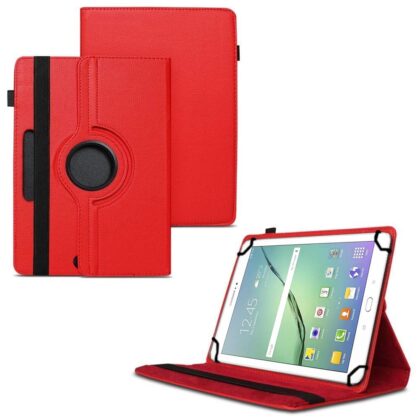 TGK 360 Degree Rotating Universal 3 Camera Hole Leather Stand Case Cover for Samsung Galaxy Tab S2 9.7″ SM-T810 / LTE SM-T815 / T813 / T819 – Red