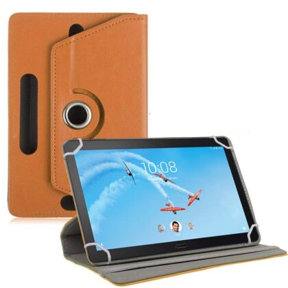 TGK Universal 360 Degree Rotating Leather Rotary Swivel Stand Case Cover for Lenovo Tab P10 TB-X705F 10.1 Inch (Orange)