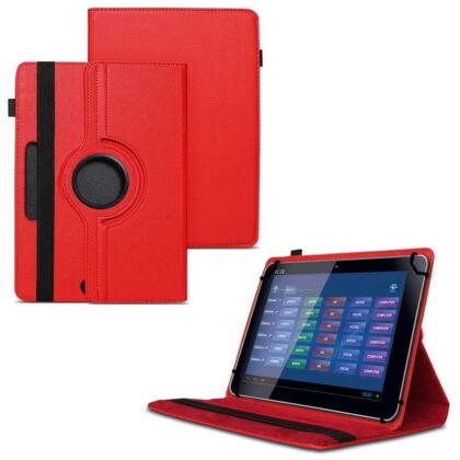 TGK 360 Degree Rotating Universal 3 Camera Hole Leather Stand Case Cover for Lenovo Tab Tab 2 A10-30F 10.1 inch – Red
