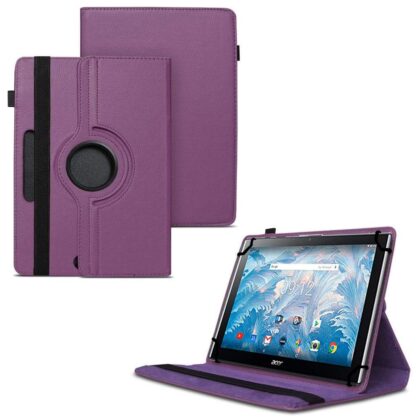 TGK 360 Degree Rotating Universal 3 Camera Hole Leather Stand Case Cover for Acer Iconia One 10 B3-A40 Tablet (10.1) – Purple