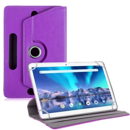 TGK Universal 360 Degree Rotating Leather Rotary Swivel Stand Case Cover for Lava Magnum-XL 10.1 inch Tablet – Purple