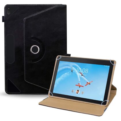 TGK Rotating Leather Flip Stand Case for Lenovo Tab E10 Cover 10.1 Inch Model Number TB-X104F 2018 Release Tablet (Black)