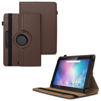 TGK 360 Degree Rotating Universal 3 Camera Hole Leather Stand Case Cover for Lenovo Tab TB2-X30F 10.1 inch – Brown