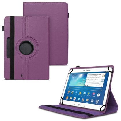 TGK 360 Degree Rotating Universal 3 Camera Hole Leather Stand Case Cover for Samsung Galaxy Tab 3 10.1 inch GT-P5210 GT-P5200 GT-P5220 – Purple