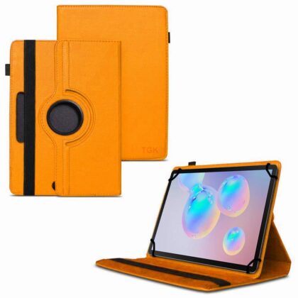 TGK 360 Degree Rotating Universal 3 Camera Hole Leather Stand Case Cover for Samsung Galaxy Tab S6 10.5 Inch SM-T860/T865/T867 – Orange