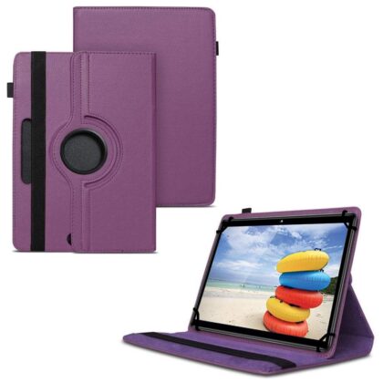 TGK 360 Degree Rotating Universal 3 Camera Hole Leather Stand Case Cover for iBall Perfect 10 Tablet PC (10.1 inch) – Purple