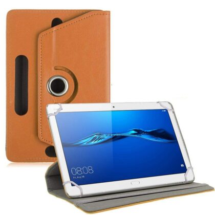 TGK Universal 360 Degree Rotating Leather Rotary Swivel Stand Case Cover for Huawei MediaPad M3 Lite 10″ Tablet – Orange