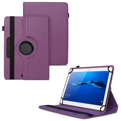 TGK 360 Degree Rotating Universal 3 Camera Hole Leather Stand Case Cover for Huawei MediaPad M3 Lite 10″ Tablet – Purple