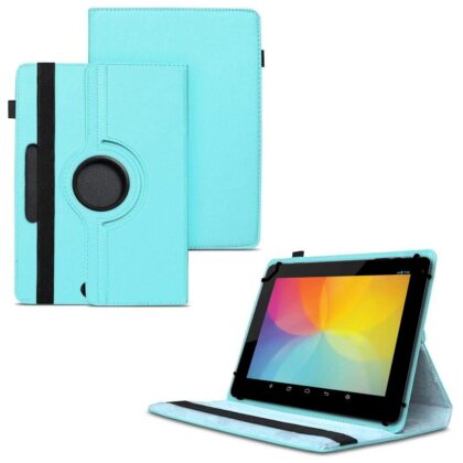 TGK 360 Degree Rotating Universal 3 Camera Hole Leather Stand Case Cover for Lenovo Tab 3 10 Business 10.1″ Tablet – Sky Blue