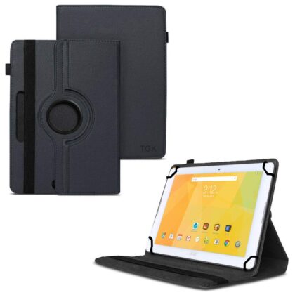 TGK 360 Degree Rotating Universal 3 Camera Hole Leather Stand Case Cover for Acer Iconia One B3-A20 10 inch Tablet – Black