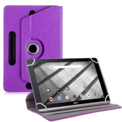 TGK Universal 360 Degree Rotating Leather Rotary Swivel Stand Case Cover for Acer Iconia One 10 B3-A50 10.1-Inch Tablet – Purple