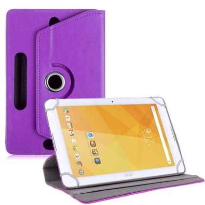 TGK Universal 360 Degree Rotating Leather Rotary Swivel Stand Case Cover for Acer Iconia One 10 inch Tablet – Purple