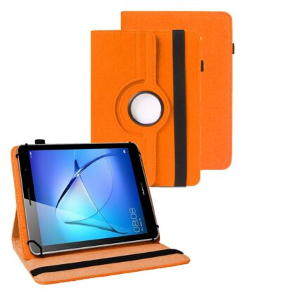 TGK 360 Degree Rotating Universal 3 Camera Hole Leather Stand Case Cover for Huawei MediaPad T3 8 inch Tablet-Orange