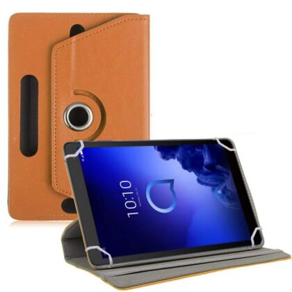 TGK Universal 360 Degree Rotating Leather Rotary Swivel Stand Case Cover for Alcatel 3T 10 Tablet 10 inch – Orange