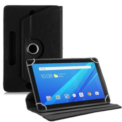 TGK Universal 360 Degree Rotating Leather Rotary Swivel Stand Case Cover for Lenovo Tab 4 10.1 inch Tablet (Black)