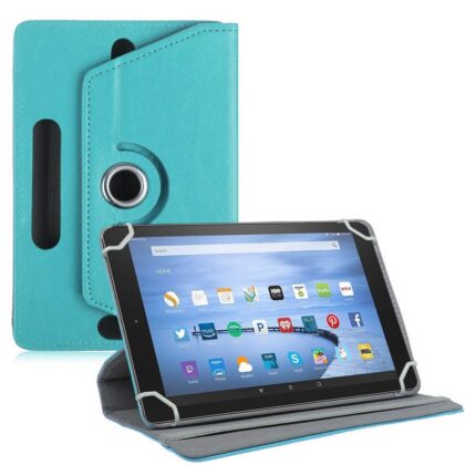 TGK Universal 360 Degree Rotating Leather Rotary Swivel Stand Case Cover for Fire HD 10 Tablet (Sky Blue)