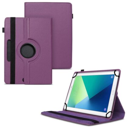 TGK 360 Degree Rotating Universal 3 Camera Hole Leather Stand Case Cover for Samsung Galaxy Tab A A6 With S Pen (10.1 Inch) P580, P585, P585N – Purple