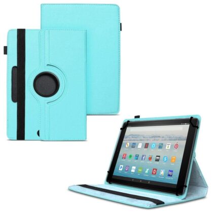 TGK 360 Degree Rotating Universal 3 Camera Hole Leather Stand Case Cover for Fire HD 10 Tablet – Sky Blue