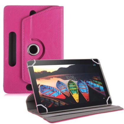 TGK 360 Degree Rotating Leather Rotary Swivel Stand Case Cover for Lenovo Tab 3 10 Business TB3-X70L (Pink)