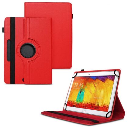 TGK 360 Degree Rotating Universal 3 Camera Hole Leather Stand Case Cover for Samsung Galaxy Note 10.1 Edtion 2014 Sm-P6000 Sm-P6010 Sm-P6050 Sm-P600 Sm-P601 Sm-P605-Red