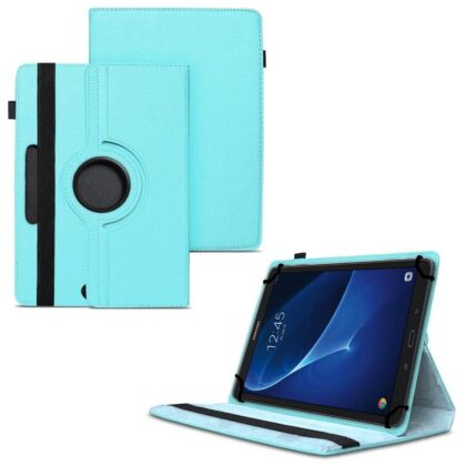 TGK 360 Degree Rotating Universal 3 Camera Hole Leather Stand Case Cover for Samsung Galaxy Tab A 10.1 Inch 2016 T580, T585, T587 – Sky Blue