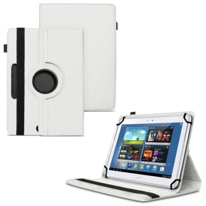 TGK 360 Degree Rotating Universal 3 Camera Hole Leather Stand Case Cover for Samsung Galaxy Note 10.1 GT-N8000 GT-N8010 GT-N8020 GT-N800-White
