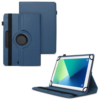 TGK 360 Degree Rotating Universal 3 Camera Hole Leather Stand Case Cover for Samsung Galaxy Tab A A6 With S Pen (10.1 Inch) P580, P585, P585N – Dark Blue
