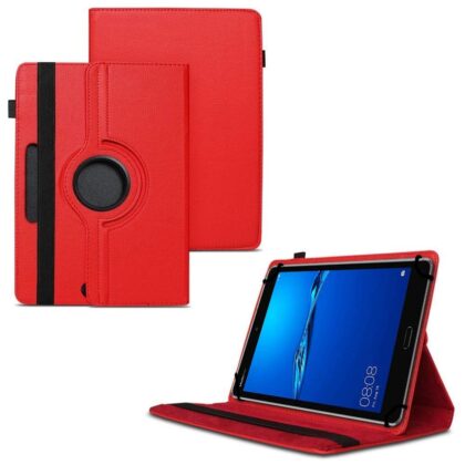 TGK 360 Degree Rotating Universal 3 Camera Hole Leather Stand Case Cover for Huawei Mediapad M3 Lite 8.0 Tablet-Red
