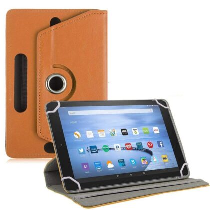 TGK Universal 360 Degree Rotating Leather Rotary Swivel Stand Case Cover for Fire HD 10 Tablet (Orange)