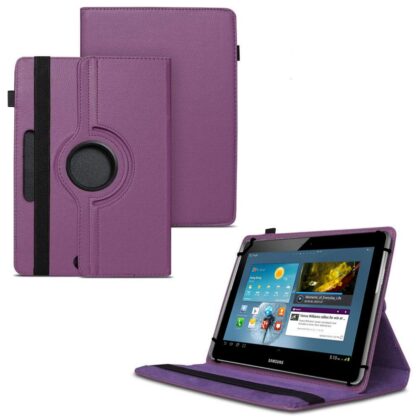 TGK 360 Degree Rotating Universal 3 Camera Hole Leather Stand Case Cover for Samsung Galaxy TAB 10.1 N GT-P7500 GT-P7501 GT-P7510 GT-P7511 GT-P5100 GT-P5110 P510 P750 (Purple)