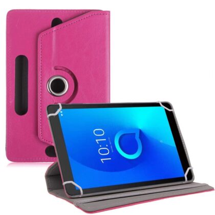 TGK Universal 360 Degree Rotating Leather Rotary Swivel Stand Case Cover for Alcatel 1T 10 inch Tablet – Pink