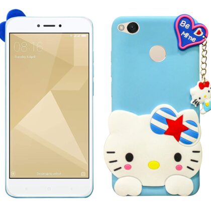 TGK Kitty Mobile Covers, Silicone Back Case Compatible for Xiaomi Redmi 4 / 4X Cover (Sky Blue)