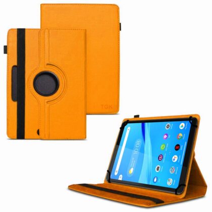 TGK 360 Degree Rotating Universal 3 Camera Hole Leather Stand Case Cover for Lenovo Tab M8 tablet 8 inch – Orange