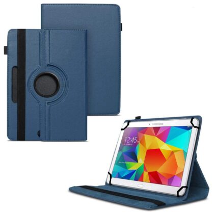 TGK 360 Degree Rotating Universal 3 Camera Hole Leather Stand Case Cover for Samsung Galaxy Tab 4 (10.1 Inch) Sm-T530, T531, T535 – Dark Blue